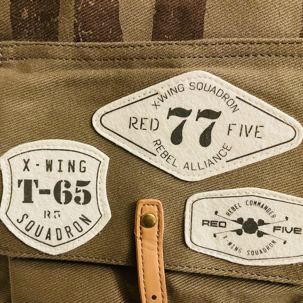 Loungefly Star Wars Rebel Olive Green Canvas Backpack with Brown Accents - Picture 5 of 13